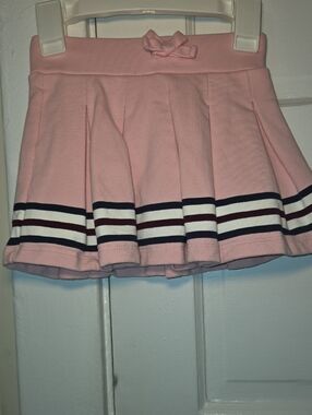 Gymboree Light Pink Pleated Skort with Navy and White Stripes